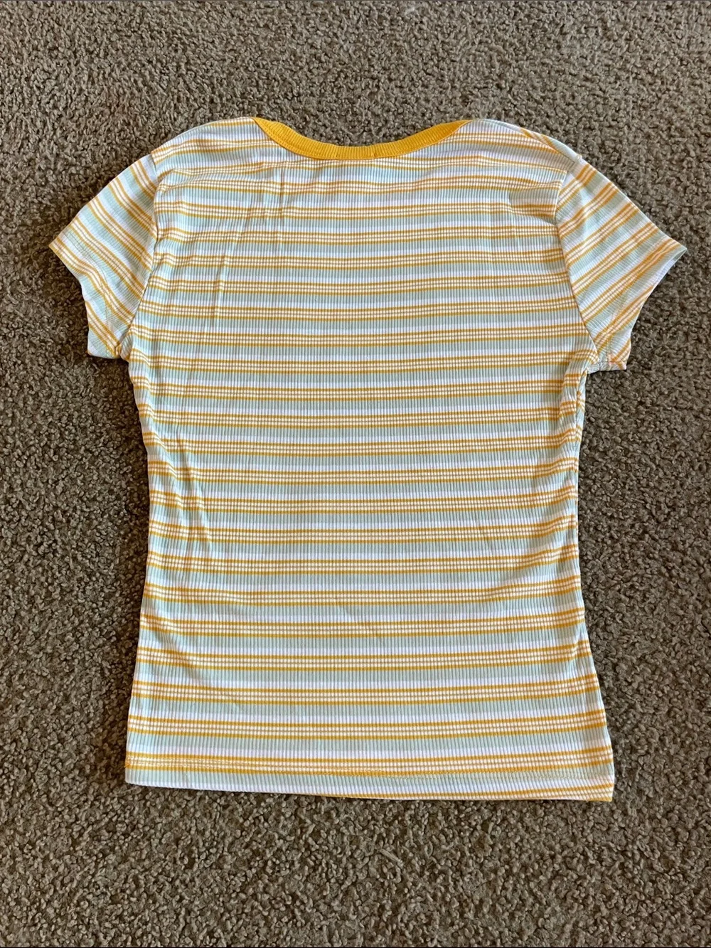 Rue21 Yellow & White Striped Ribbed Short Sleeve Tee - Picture 2 of 2